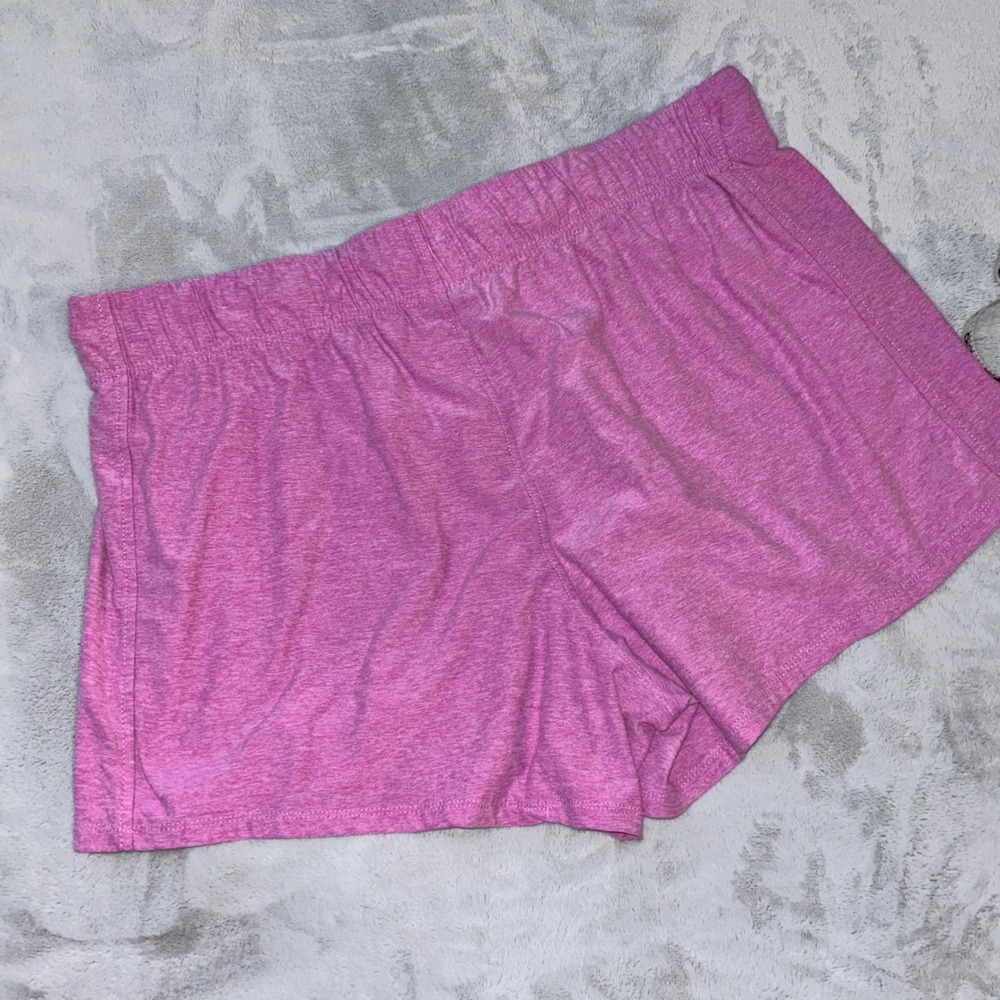 Pink Heathered Knit Lounge Shorts Drawstring NO SIZE TAG Waist Pockets Relaxed - Picture 5 of 5